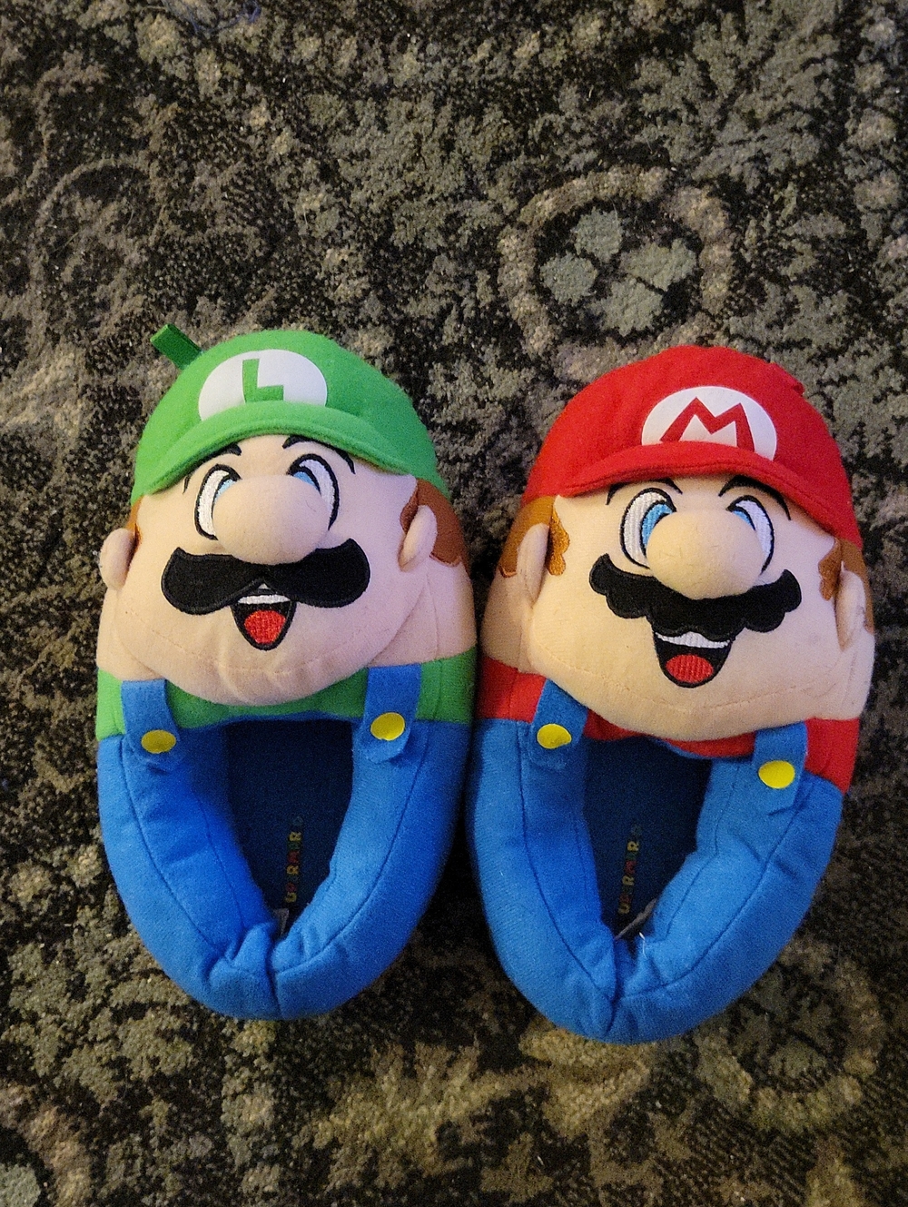 Nintendo Mario & Luigi Plush Kids Slippers - Red, Green & Blue